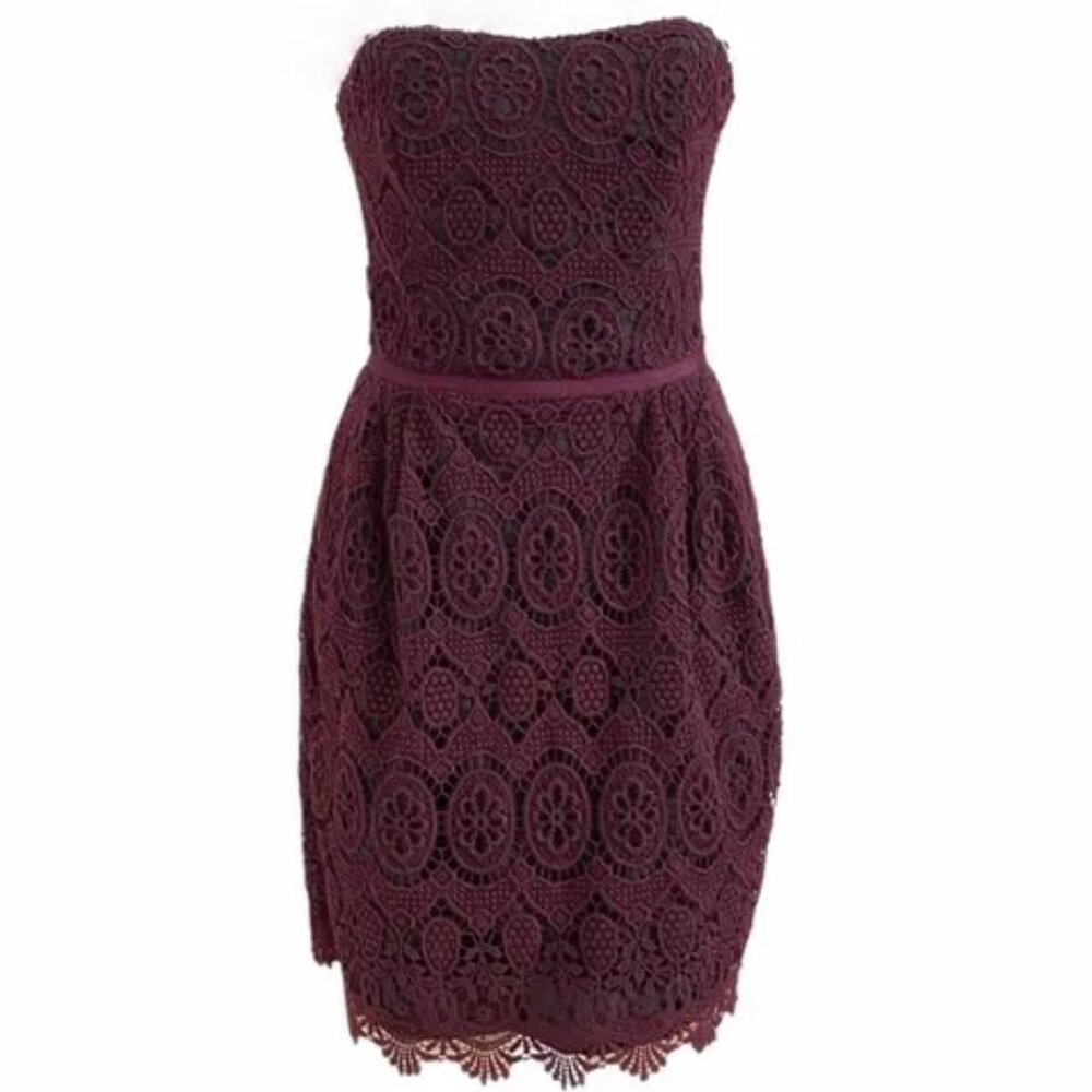 Club Monaco - 'Leandra' Pink & Purple Strapless Floral Lace Dress - size 6